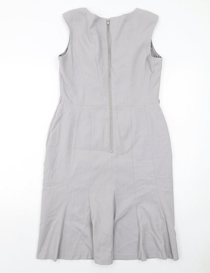 NEXT Womens Grey Polyester Shift Size 12 Round Neck Zip