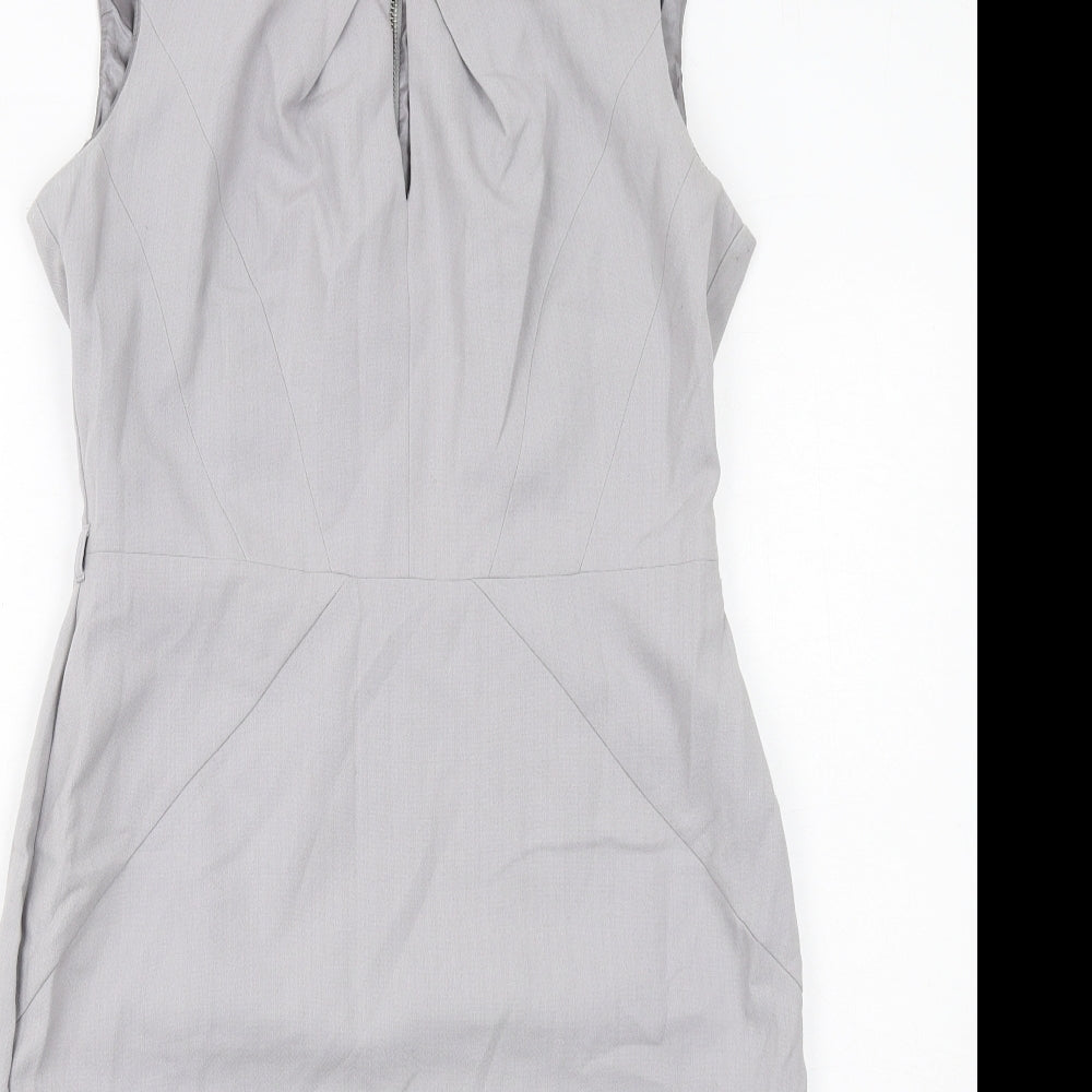 NEXT Womens Grey Polyester Shift Size 12 Round Neck Zip