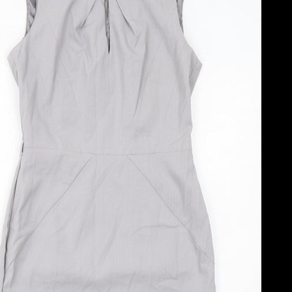 NEXT Womens Grey Polyester Shift Size 12 Round Neck Zip