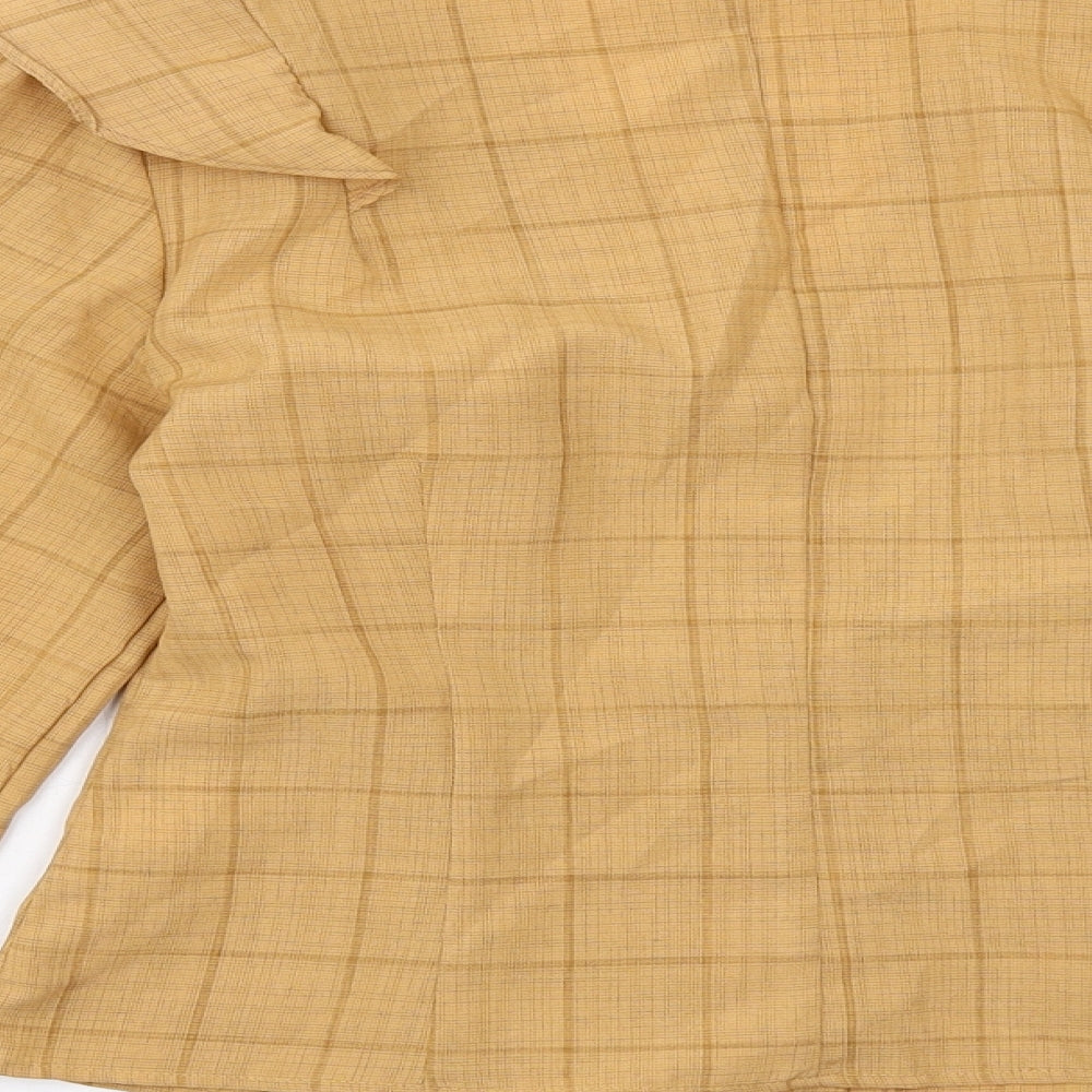 Boohoo Womens Beige Check Polyester Basic Button-Up Size 6 V-Neck