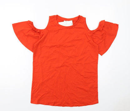 Womens UK Size 8 Very Orange Basic T-Shirt
