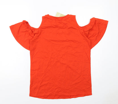 Womens UK Size 8 Very Orange Basic T-Shirt