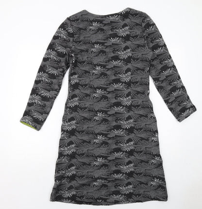 Adini Womens Grey Geometric Polyester Sheath Size XS Scoop Neck Pullover