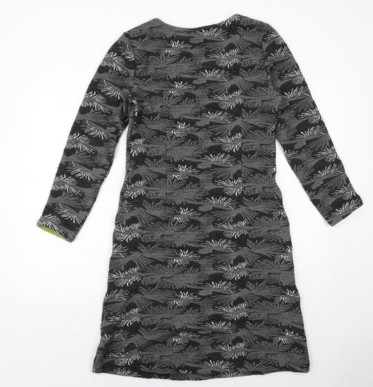 Adini Womens Grey Geometric Polyester Sheath Size XS Scoop Neck Pullover