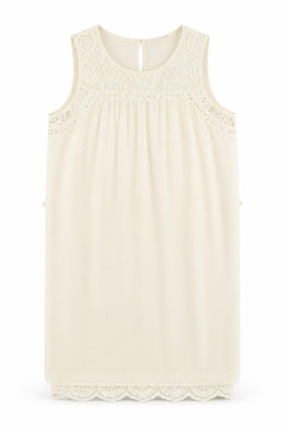 Forever 21 Womens Ivory Polyester Shift Size S Boat Neck Button - Crocheted Lace Detail