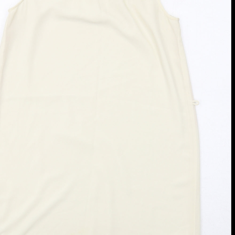 FOREVER 21 Womens Ivory Polyester Shift Size S Boat Neck Button - Crocheted Lace Detail