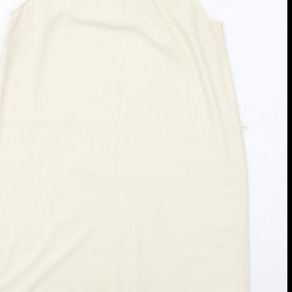 FOREVER 21 Womens Ivory Polyester Shift Size S Boat Neck Button - Crocheted Lace Detail