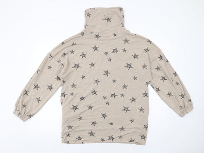 Marks and Spencer Womens Beige Geometric Viscose Pullover Sweatshirt Size 12 Pullover - Star Pattern