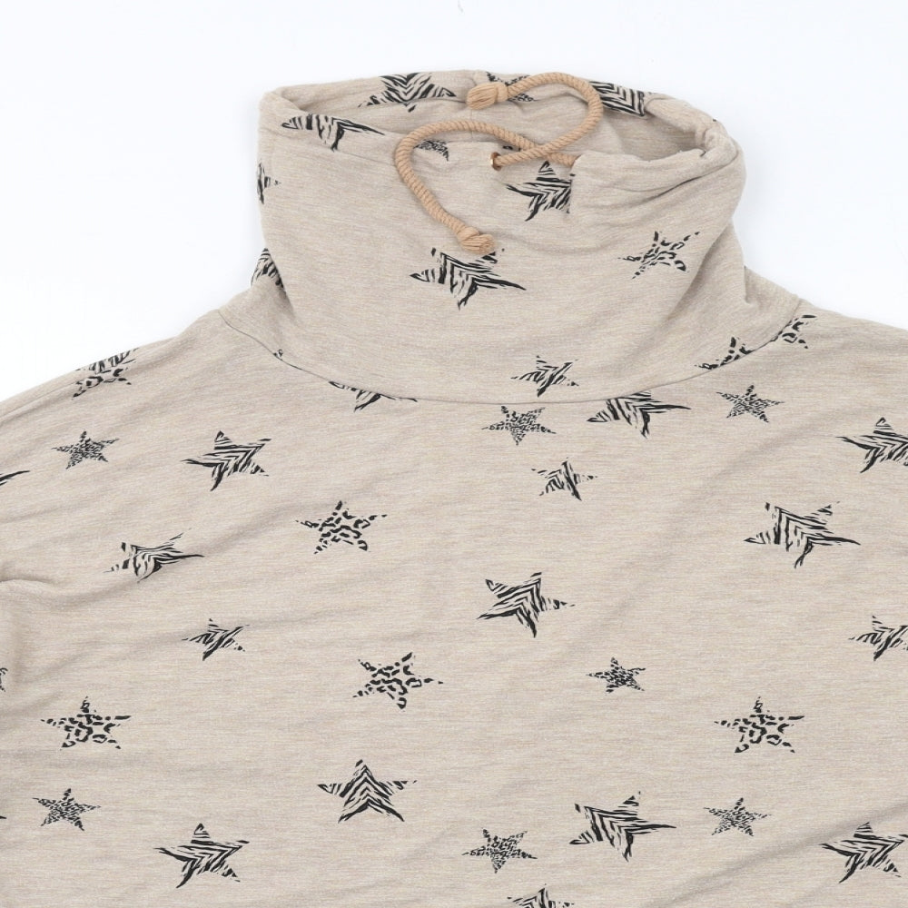 Marks and Spencer Womens Beige Geometric Viscose Pullover Sweatshirt Size 12 Pullover - Star Pattern