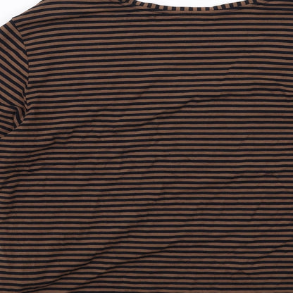 Betty Barclay Womens Brown Striped Viscose Basic Blouse Size 16 Round Neck