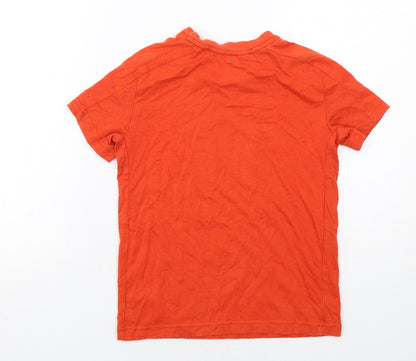 DECATHLON Boys Orange Cotton Pullover T-Shirt Size 5-6 Years Round Neck Pullover