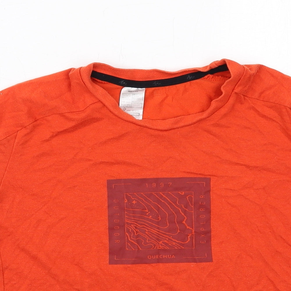 DECATHLON Boys Orange Cotton Pullover T-Shirt Size 5-6 Years Round Neck Pullover