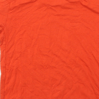 DECATHLON Boys Orange Cotton Pullover T-Shirt Size 5-6 Years Round Neck Pullover