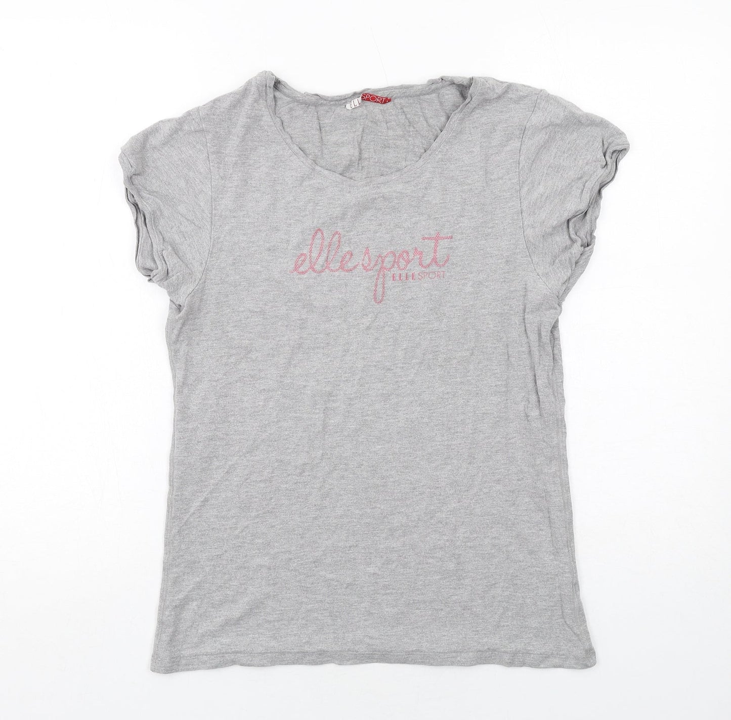 Womens UK Size L ELLE Grey Basic T-Shirt