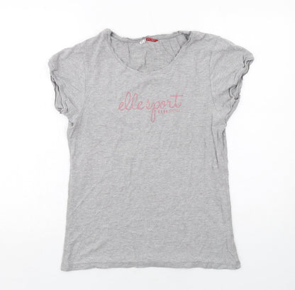 Womens UK Size L ELLE Grey Basic T-Shirt