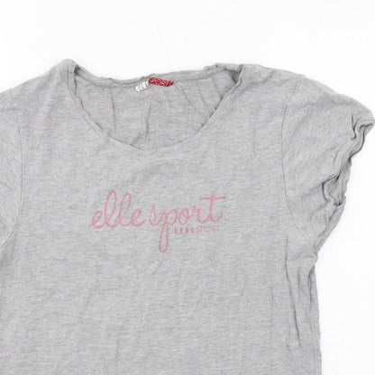 Womens UK Size L ELLE Grey Basic T-Shirt