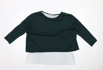Dorothy Perkins Womens Green Polyester Basic Blouse Size 14 Boat Neck - Layered