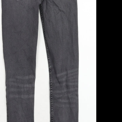 River Island Boys Grey Cotton Skinny Jeans Size 12 Years Regular Zip - Distressed