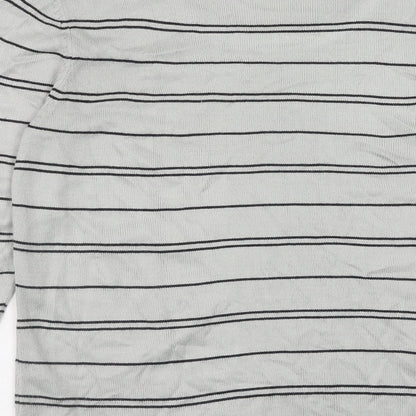 BHS Womens Grey Round Neck Striped Acrylic Pullover Jumper Size 12