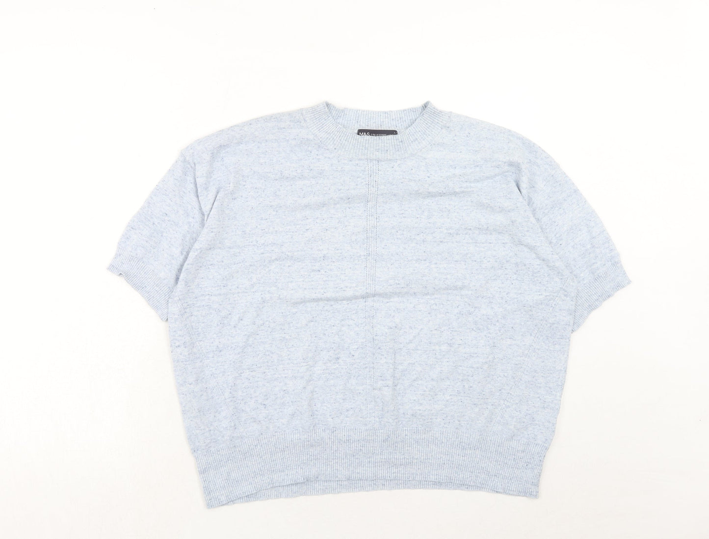 Marks and Spencer Womens Blue Round Neck Cotton Pullover Jumper Size L