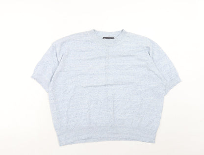 Marks and Spencer Womens Blue Round Neck Cotton Pullover Jumper Size L