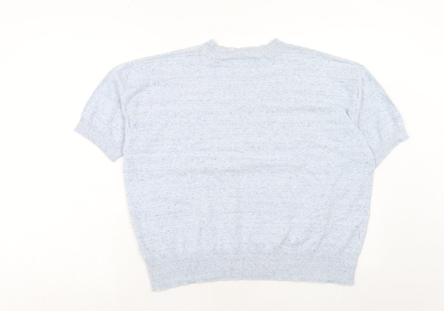 Marks and Spencer Womens Blue Round Neck Cotton Pullover Jumper Size L
