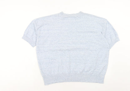 Marks and Spencer Womens Blue Round Neck Cotton Pullover Jumper Size L