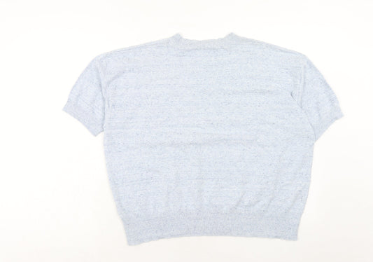 Marks and Spencer Womens Blue Round Neck Cotton Pullover Jumper Size L