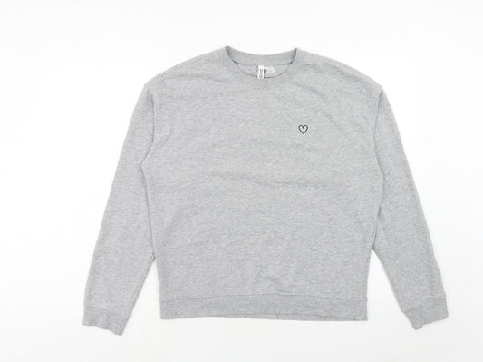 H&M Womens Grey Cotton Pullover Sweatshirt Size M Pullover