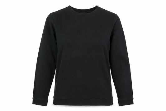 Front view of ASOS women’s black cotton pullover sweatshirt, size M, pullover