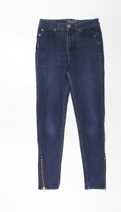 Per Una Womens Blue Cotton Skinny Jeans Size 8 Regular Zip