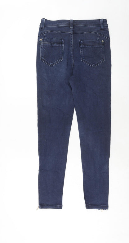 Per Una Womens Blue Cotton Skinny Jeans Size 8 Regular Zip