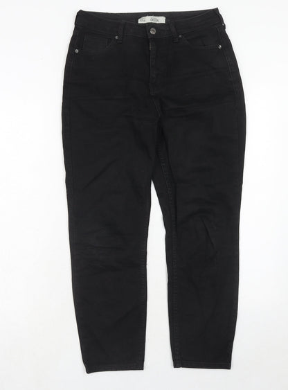Topshop Womens Black Cotton Straight Jeans Size 28 in L30 in Regular Zip