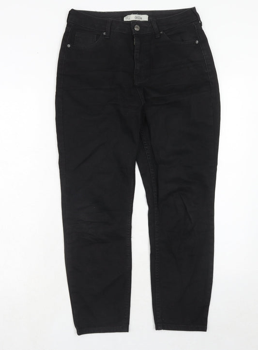 Topshop Womens Black Cotton Straight Jeans Size 28 in L30 in Regular Zip