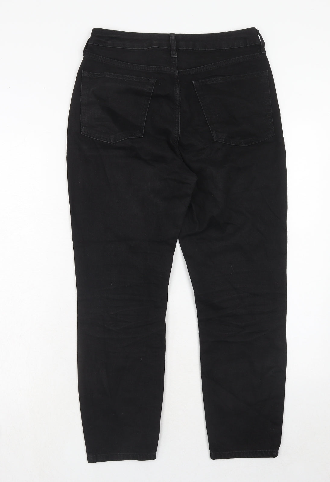 Topshop Womens Black Cotton Straight Jeans Size 28 in L30 in Regular Zip