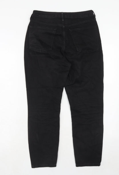 Topshop Womens Black Cotton Straight Jeans Size 28 in L30 in Regular Zip