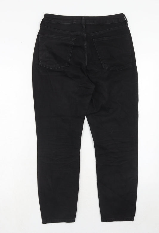 Topshop Womens Black Cotton Straight Jeans Size 28 in L30 in Regular Zip