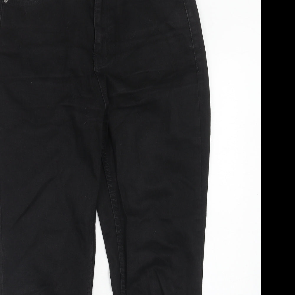 Topshop Womens Black Cotton Straight Jeans Size 28 in L30 in Regular Zip