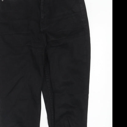 Topshop Womens Black Cotton Straight Jeans Size 28 in L30 in Regular Zip