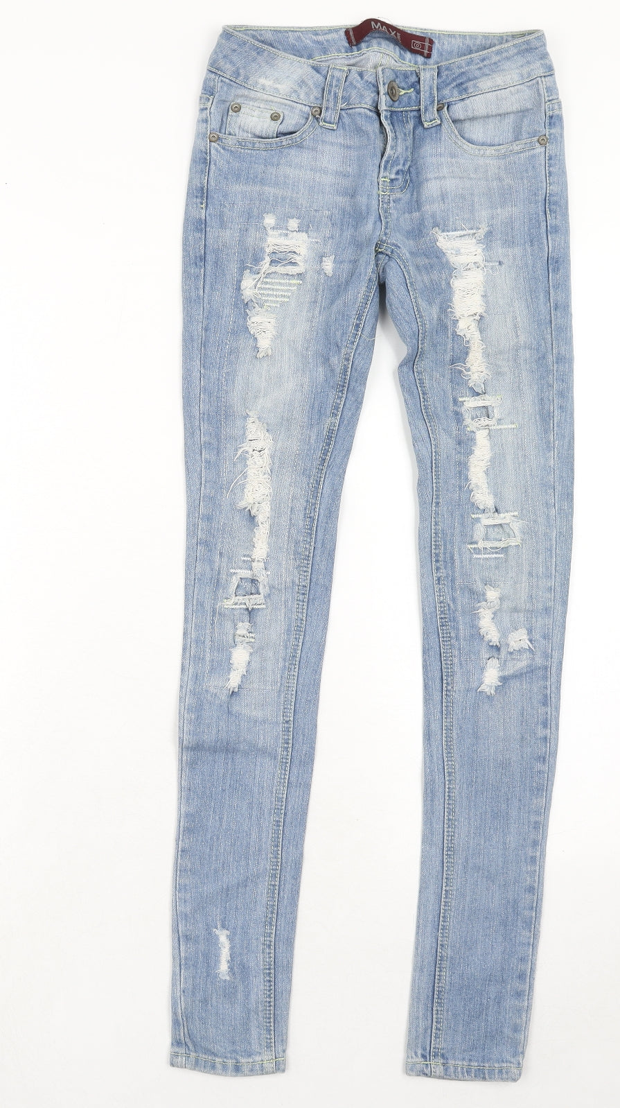 Max Rave Womens Blue Cotton Skinny Jeans Size 26 in Regular Zip