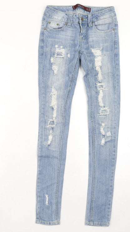 Max Rave Womens Blue Cotton Skinny Jeans Size 26 in Regular Zip