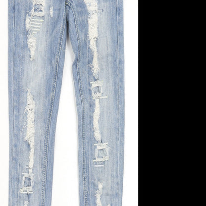 Max Rave Womens Blue Cotton Skinny Jeans Size 26 in Regular Zip