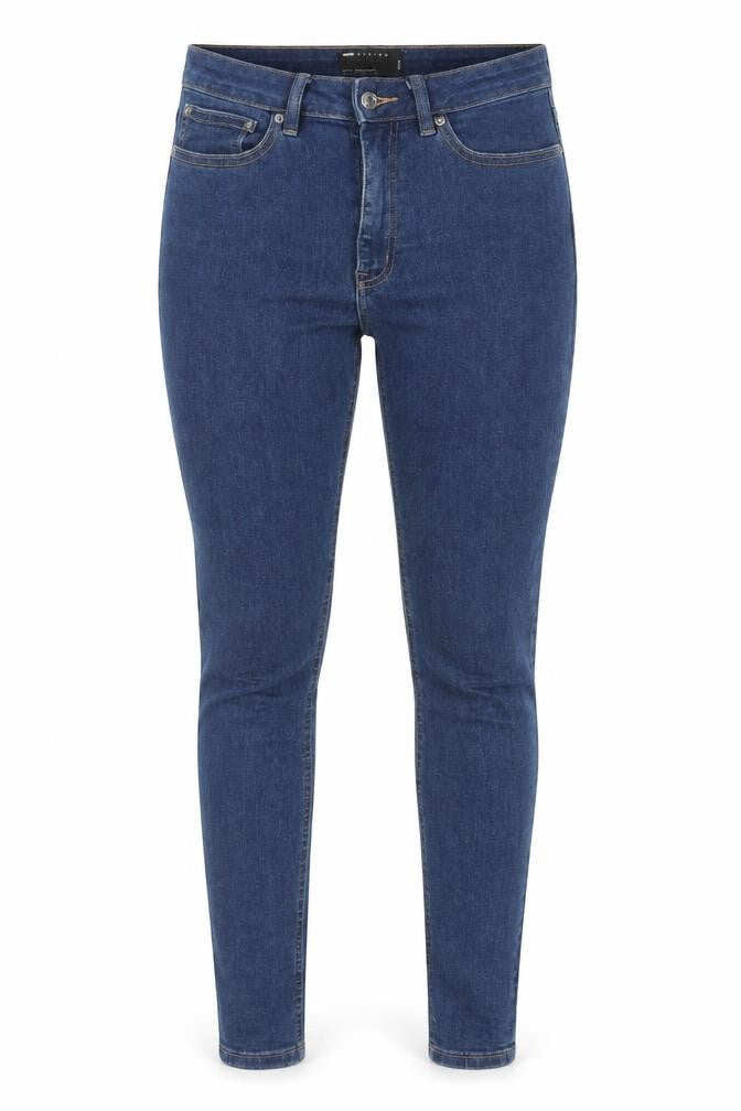 Front view of ASOS women’s blue cotton skinny jeans, size UK 28, in, 32-inch leg regular zip