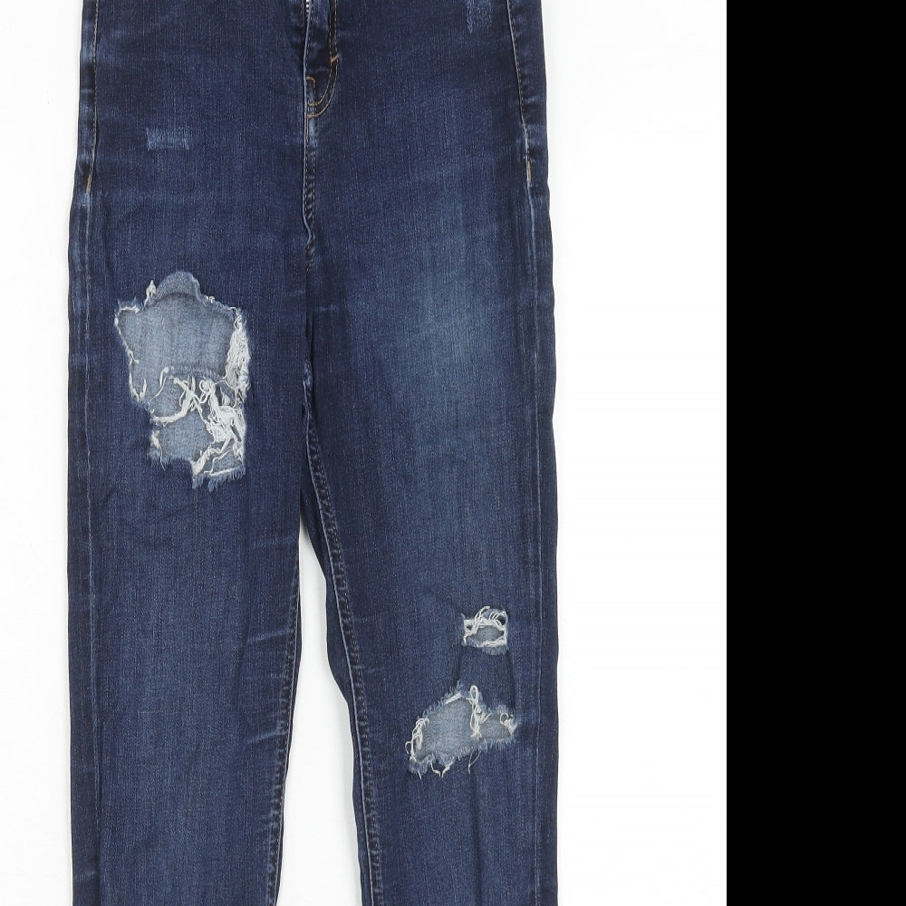 Topshop Womens Blue Cotton Skinny Jeans Size 26 in L32 in Regular Zip