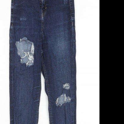 Topshop Womens Blue Cotton Skinny Jeans Size 26 in L32 in Regular Zip