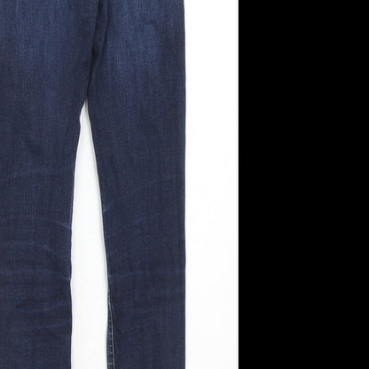 Topshop Womens Blue Cotton Skinny Jeans Size 26 in L32 in Regular Zip