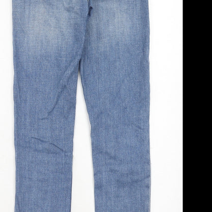 Topshop Womens Blue Cotton Straight Jeans Size 25 in L30 in Regular Zip