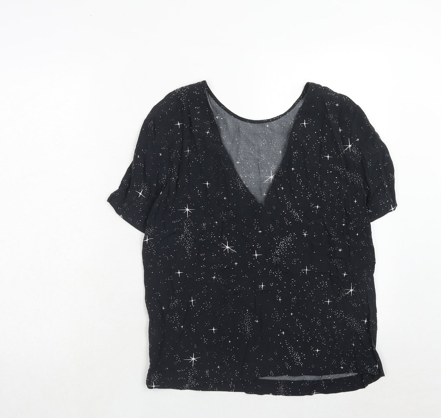 & Other Stories Womens Blue Geometric Viscose Basic Blouse Size 6 Round Neck - Star Print