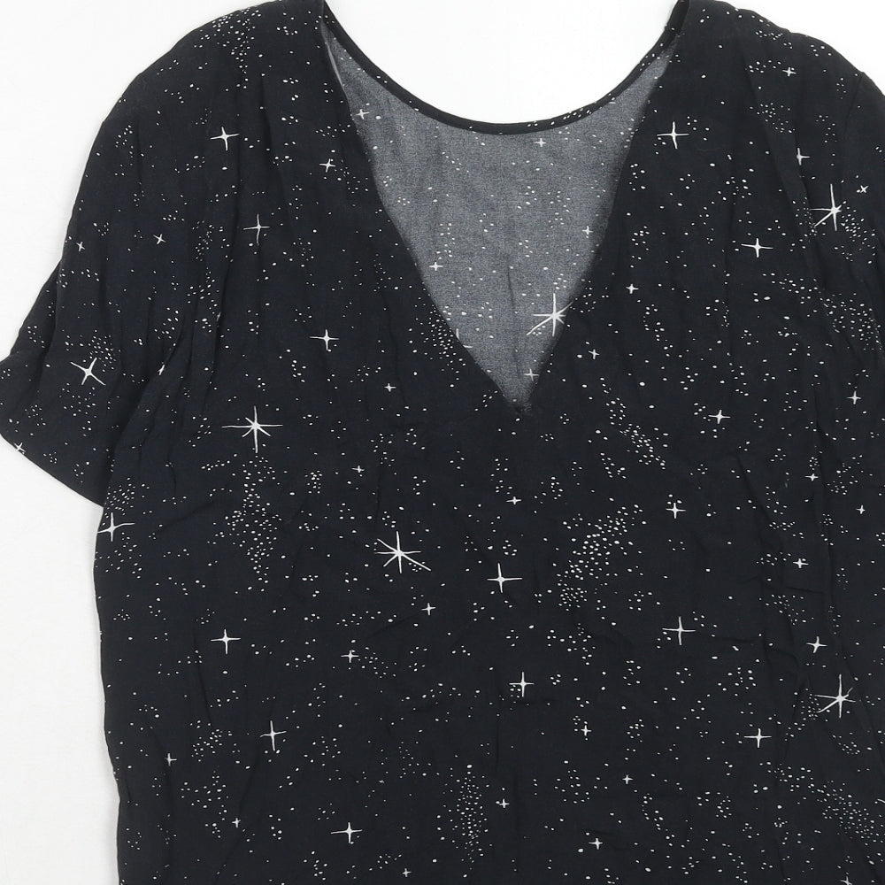 & Other Stories Womens Blue Geometric Viscose Basic Blouse Size 6 Round Neck - Star Print