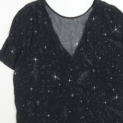 & Other Stories Womens Blue Geometric Viscose Basic Blouse Size 6 Round Neck - Star Print